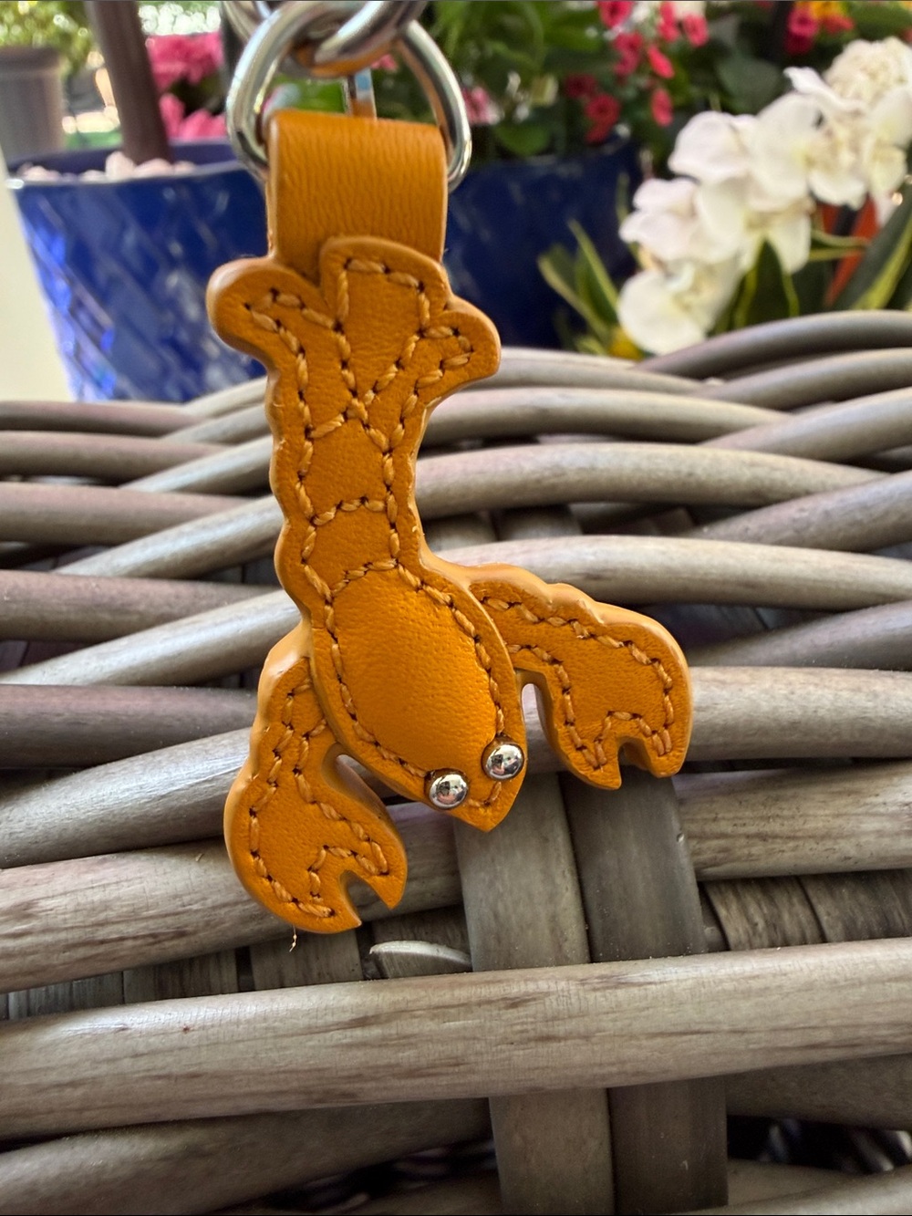Coach Orange Leather Lobster Keychain Charm - Picture 5 of 7